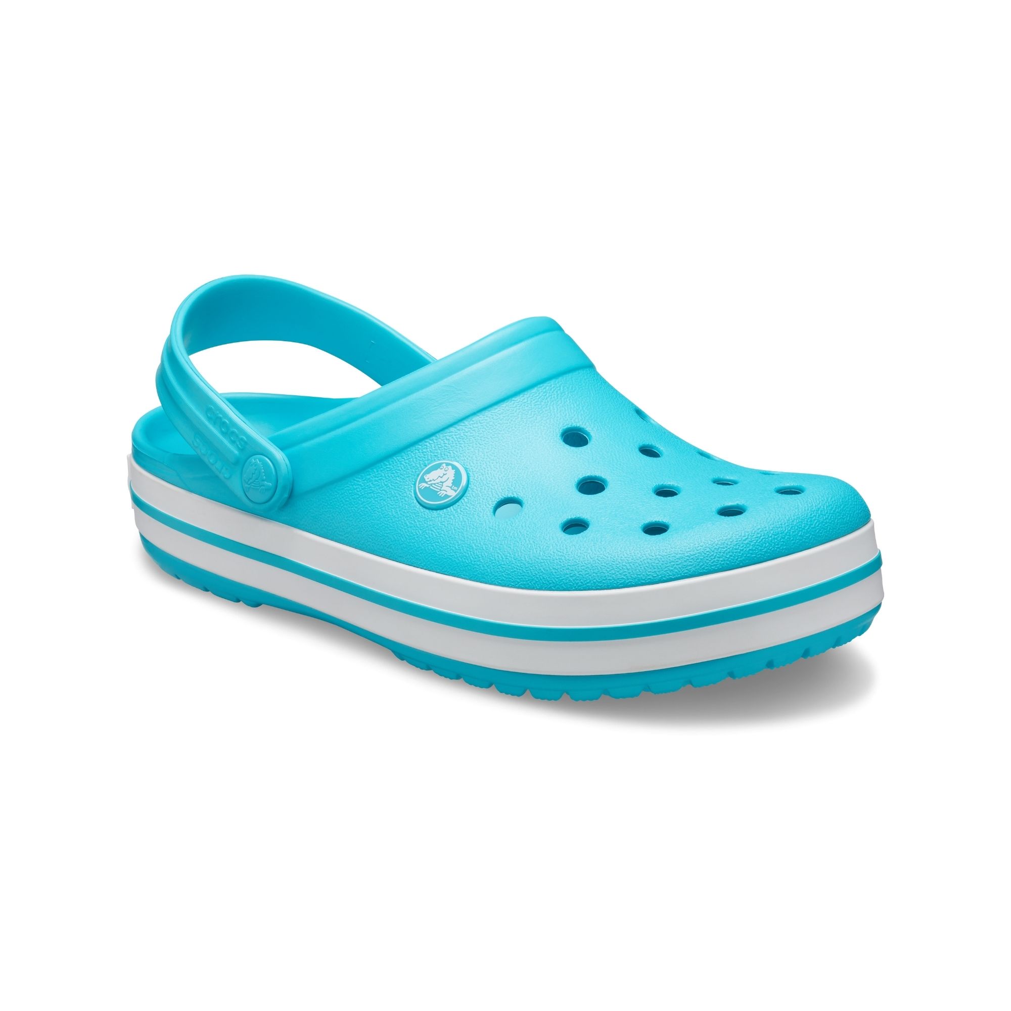 Crocs gris 2025 con celeste